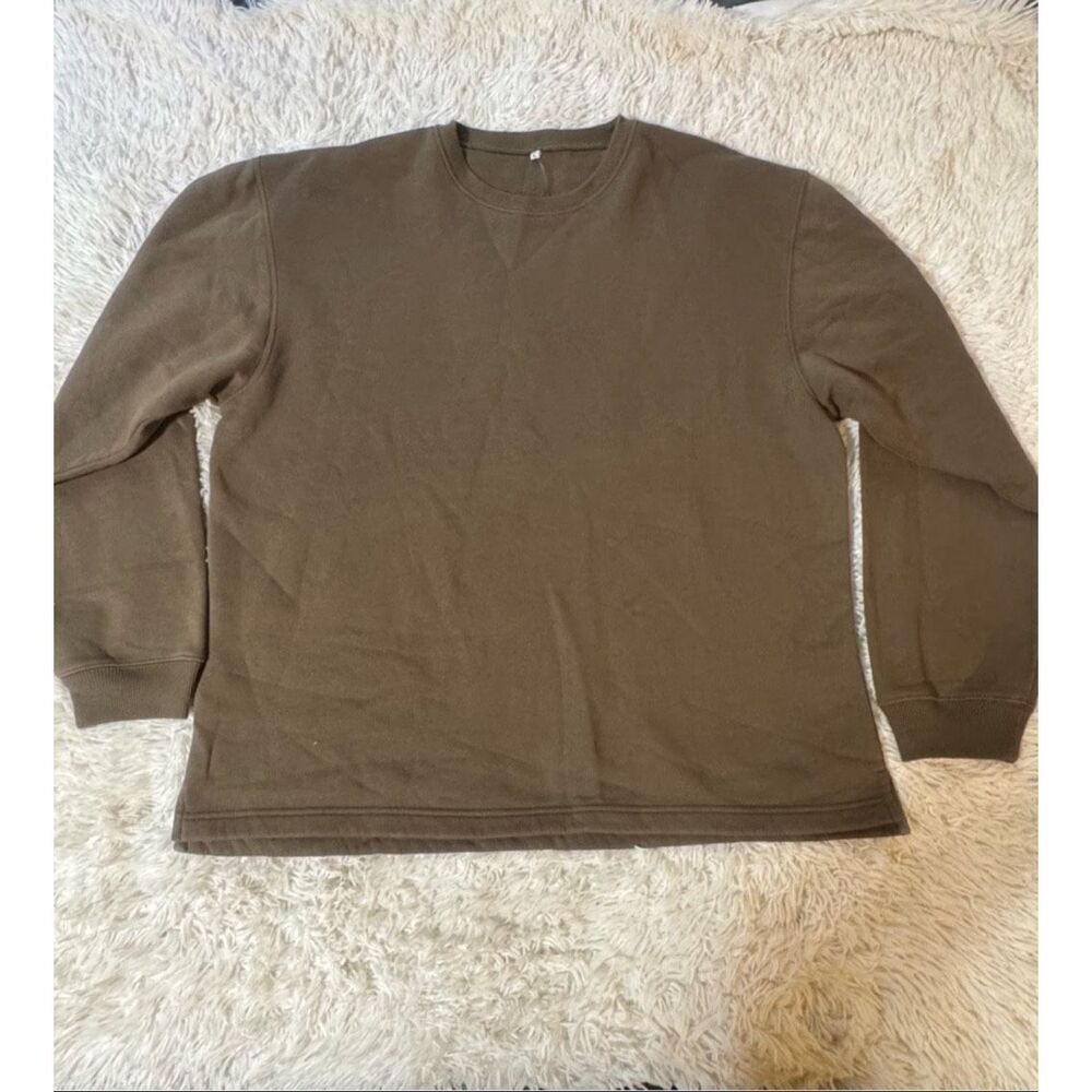 Men crew neck long sleeve brown sweatshirt L